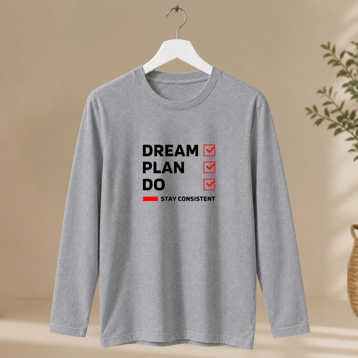Men's Full Sleeve T-Shirt - Dream Plan Do
